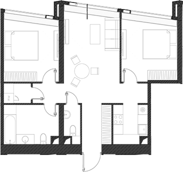 Планировка — Дом Дау, 1-комн., 74 м²