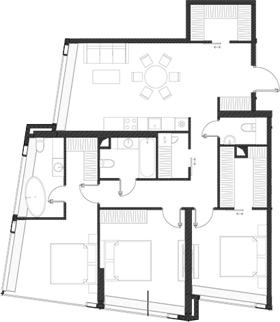 Планировка — Дом Дау, 1-комн., 114 м²