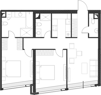 Планировка — Дом Дау, 1-комн., 83 м²