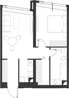 Планировка — Дом Дау, 1-комн., 55 м²