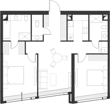 Планировка — Дом Дау, 1-комн., 82 м²