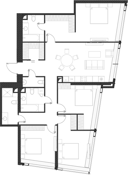 Планировка — Дом Дау, 1-комн., 139 м²