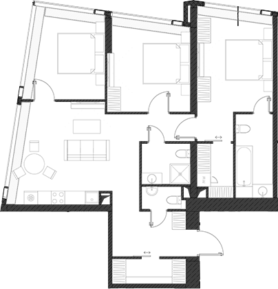 Планировка — Дом Дау, 1-комн., 100 м²
