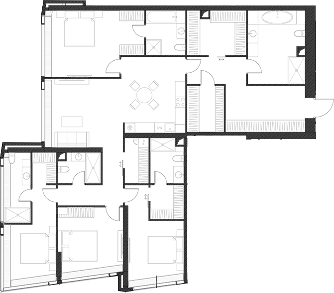 Планировка — Дом Дау, 1-комн., 189 м²