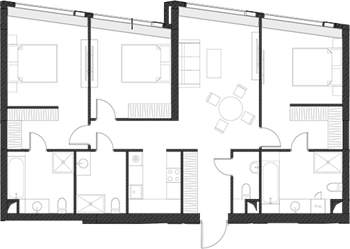 Планировка — Дом Дау, 1-комн., 111 м²