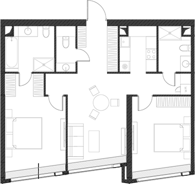 Планировка — Дом Дау, 1-комн., 82 м²
