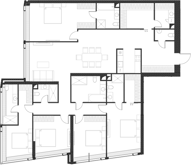 Планировка — Дом Дау, 1-комн., 218 м²