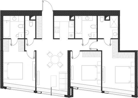 Планировка — Дом Дау, 1-комн., 100 м²