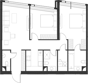 Планировка — Дом Дау, 1-комн., 84 м²