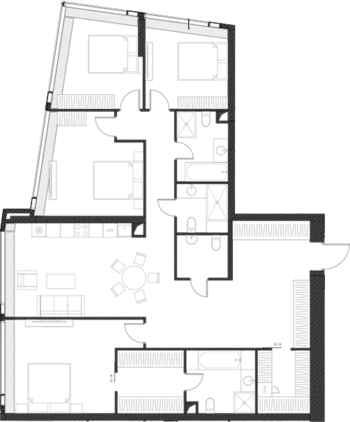 Планировка — Дом Дау, 1-комн., 159 м²