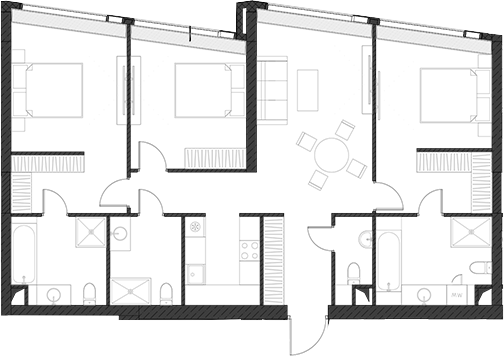 Планировка — Дом Дау, 1-комн., 111 м²
