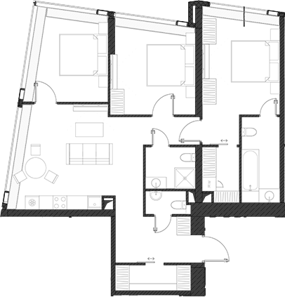 Планировка — Дом Дау, 1-комн., 101 м²