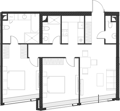 Планировка — Дом Дау, 1-комн., 83 м²