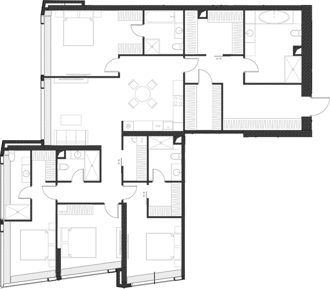 Планировка — Дом Дау, 1-комн., 189 м²