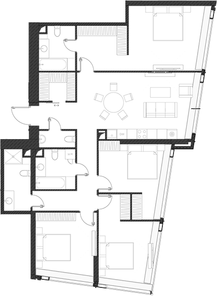 Планировка — Дом Дау, 1-комн., 139 м²