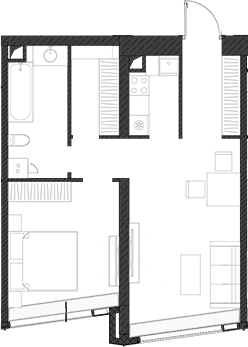 Планировка — Дом Дау, 1-комн., 55 м²