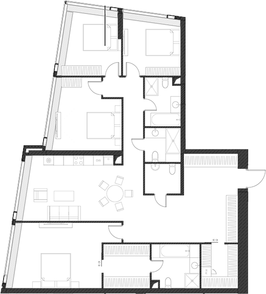 Планировка — Дом Дау, 1-комн., 168 м²