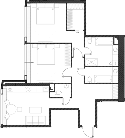Планировка — Дом Дау, 1-комн., 95 м²