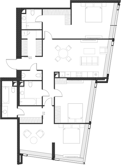Планировка — Дом Дау, 1-комн., 142 м²