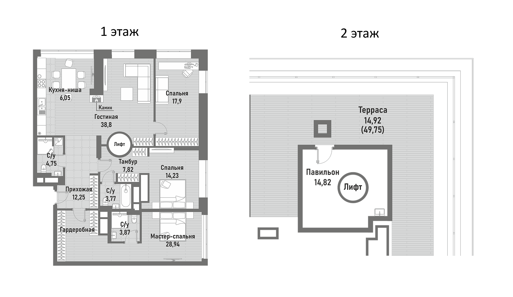 Планировка — Ренессанс, 4-комн., 153 м²