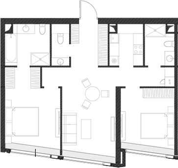 Планировка — Дом Дау, 1-комн., 82 м²