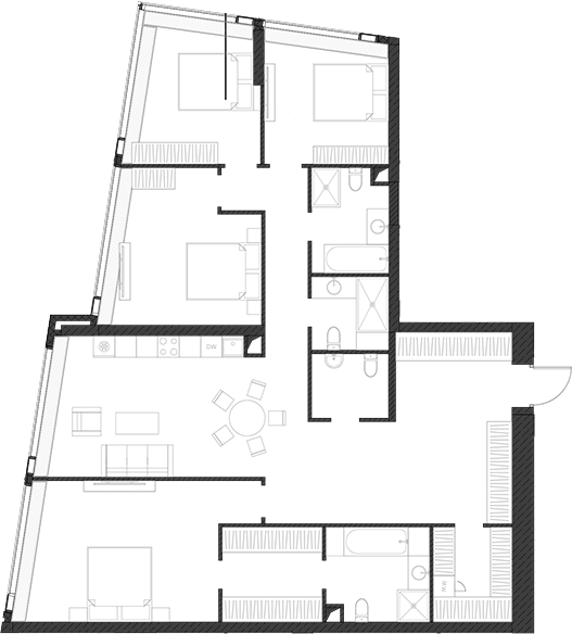 Планировка — Дом Дау, 1-комн., 168 м²
