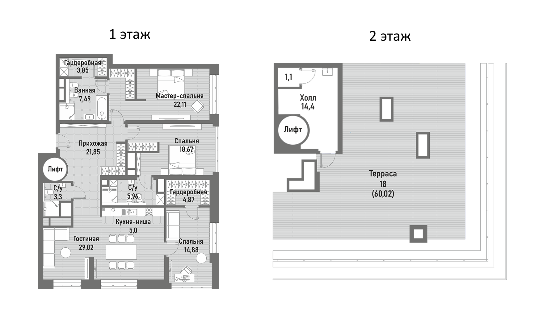 Планировка — Ренессанс, 4-комн., 151 м²