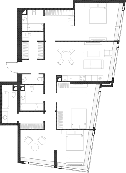 Планировка — Дом Дау, 1-комн., 142 м²