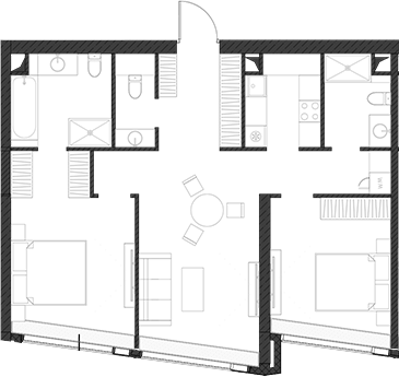 Планировка — Дом Дау, 1-комн., 82 м²