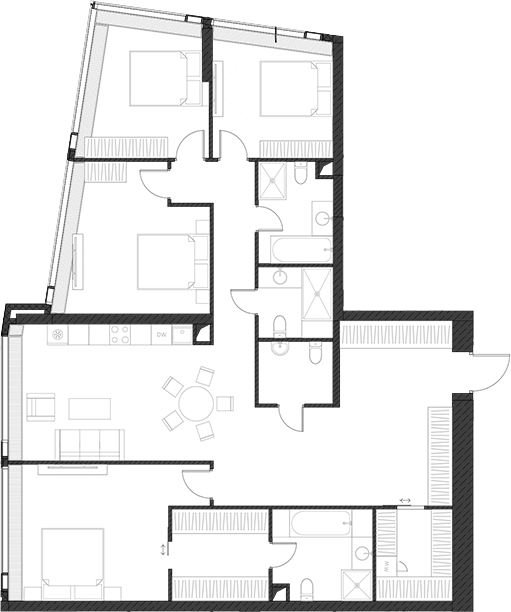 Планировка — Дом Дау, 1-комн., 163 м²