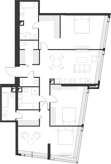 Планировка — Дом Дау, 1-комн., 149 м²