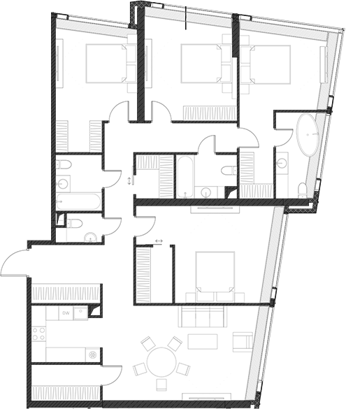 Планировка — Дом Дау, 1-комн., 148 м²