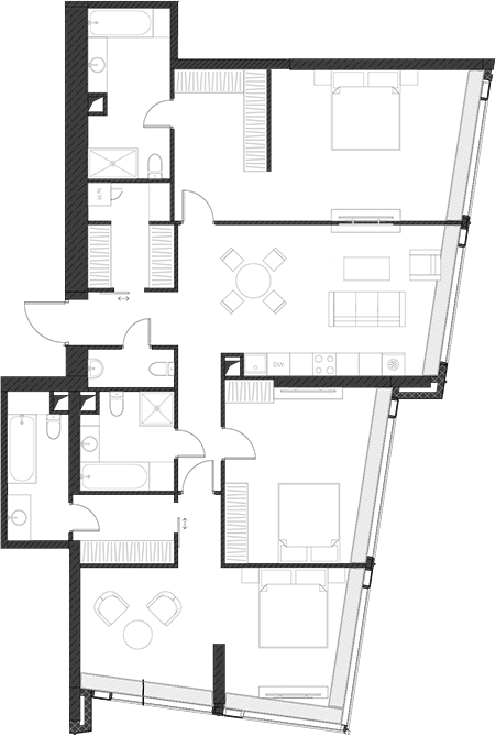 Планировка — Дом Дау, 1-комн., 140 м²