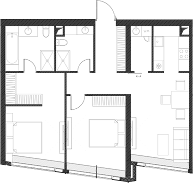 Планировка — Дом Дау, 1-комн., 84 м²