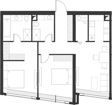 Планировка — Дом Дау, 1-комн., 84 м²