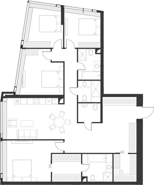 Планировка — Дом Дау, 1-комн., 154 м²