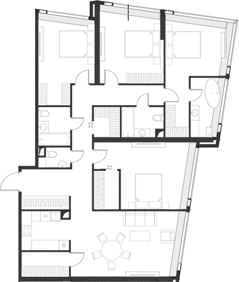 Планировка — Дом Дау, 1-комн., 148 м²