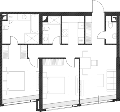 Планировка — Дом Дау, 1-комн., 81 м²