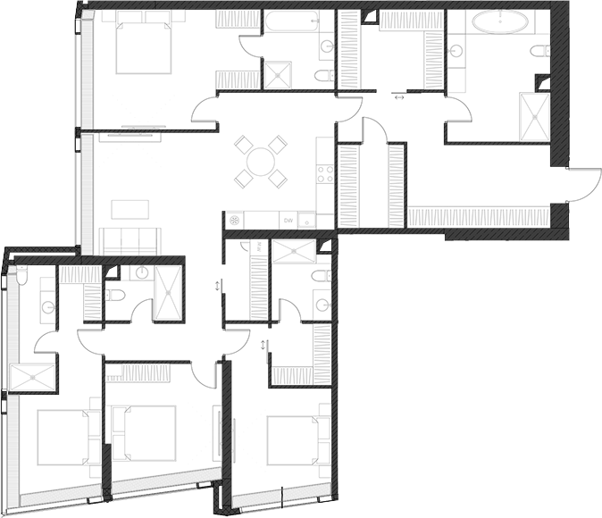 Планировка — Дом Дау, 1-комн., 183 м²