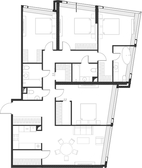 Планировка — Дом Дау, 1-комн., 154 м²