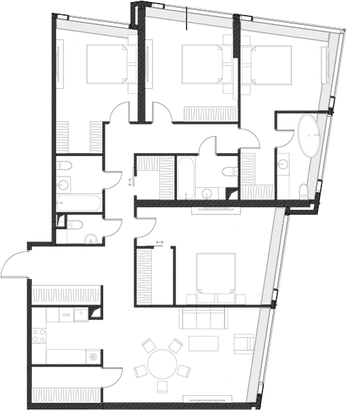Планировка — Дом Дау, 1-комн., 154 м²
