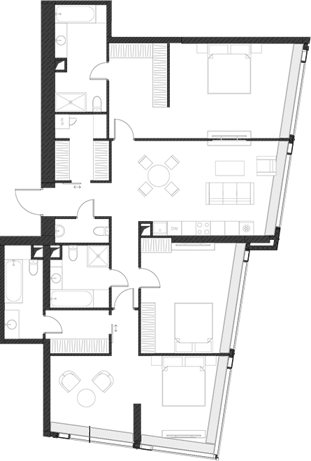 Планировка — Дом Дау, 1-комн., 140 м²