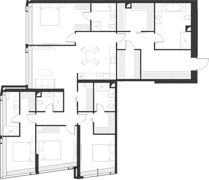 Планировка — Дом Дау, 1-комн., 189 м²