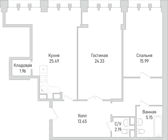 Планировка — Маршал, 3-комн., 104 м²