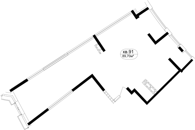 Планировка — Маршал, 1-комн., 83 м²