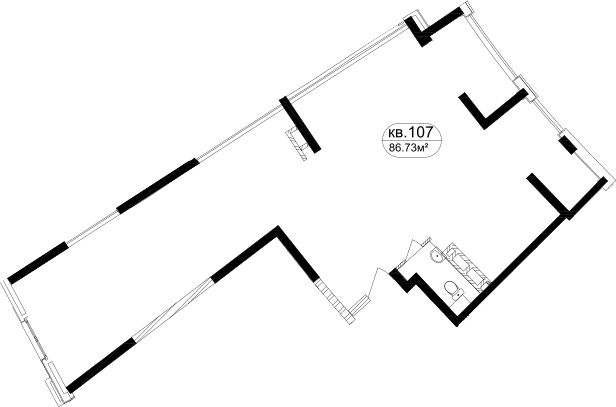 Планировка — Маршал, 1-комн., 81 м²