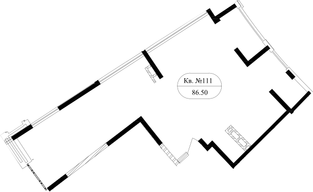 Планировка — Маршал, 1-комн., 80 м²
