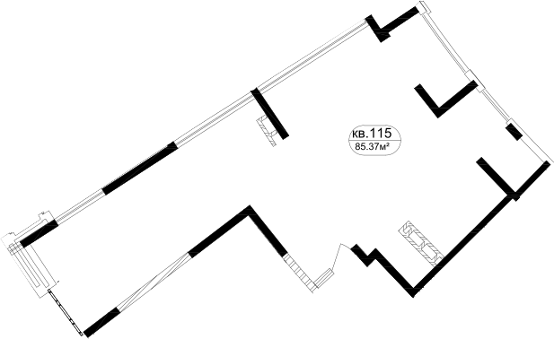 Планировка — Маршал, 1-комн., 80 м²