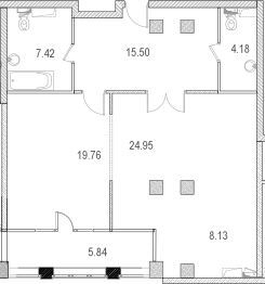 Планировка — Маршал, 2-комн., 84 м²