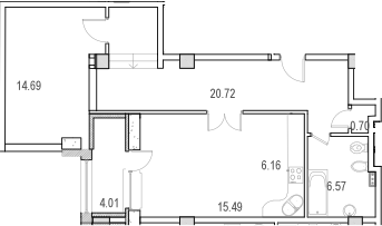 Планировка — Маршал, 2-комн., 65 м²